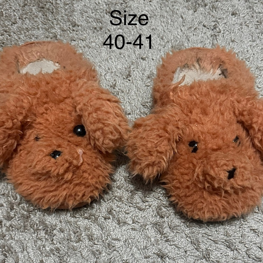 Cute Fuzzy Dog Slippers